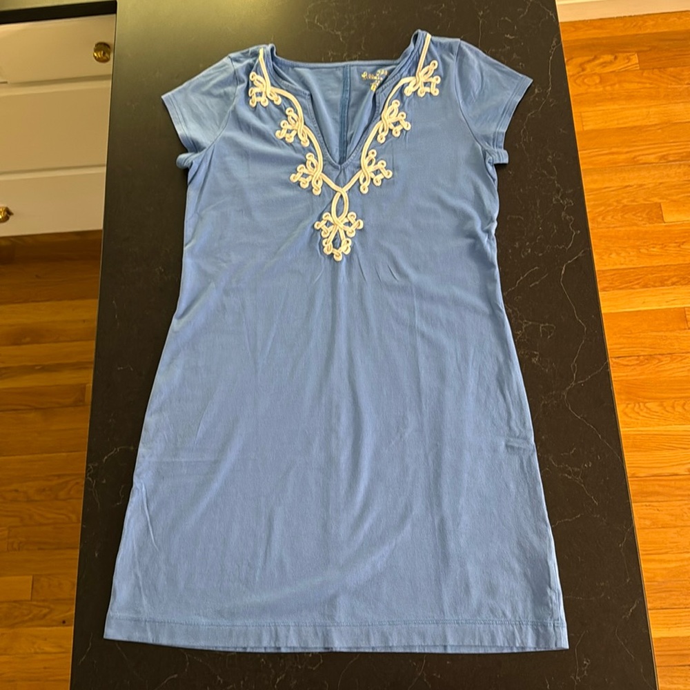 Lilly Pulitzer blue shirt dress.